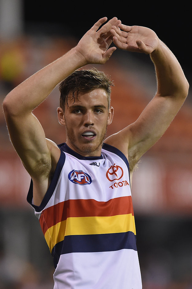 AFL 2016 NAB Challenge - Gold Coast v Adelaide GOLD COAST, AUSTRALIA - MARCH 11: Paul Seedsman of the Crows looks on during the 2016 NAB Challenge match between the Gold Coast Suns and the Adelaide Crows at Metricon Stadium on March 11, 2016. (Photo by Matt Roberts/AFL Media)
